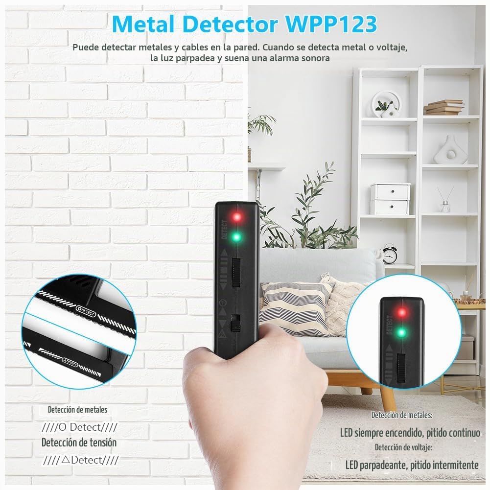 Flintronic Detector de Metales Pequeño, Detector Cables y Tuberias Pared, Pinpointer Detector de Metales, para Cables, Tubos y Tensión Pared Stud Finder, Escáner de Tarjetas