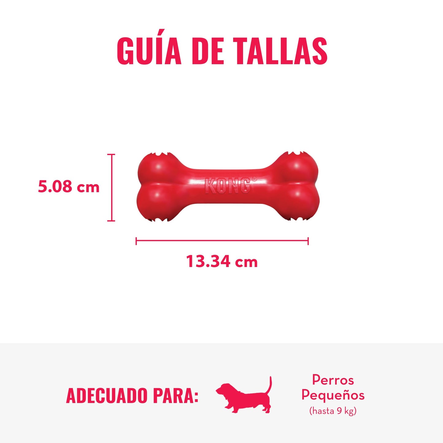 KONG Goodie Bone Hueso Clásico de Caucho, Rojo, Talla Pequeña