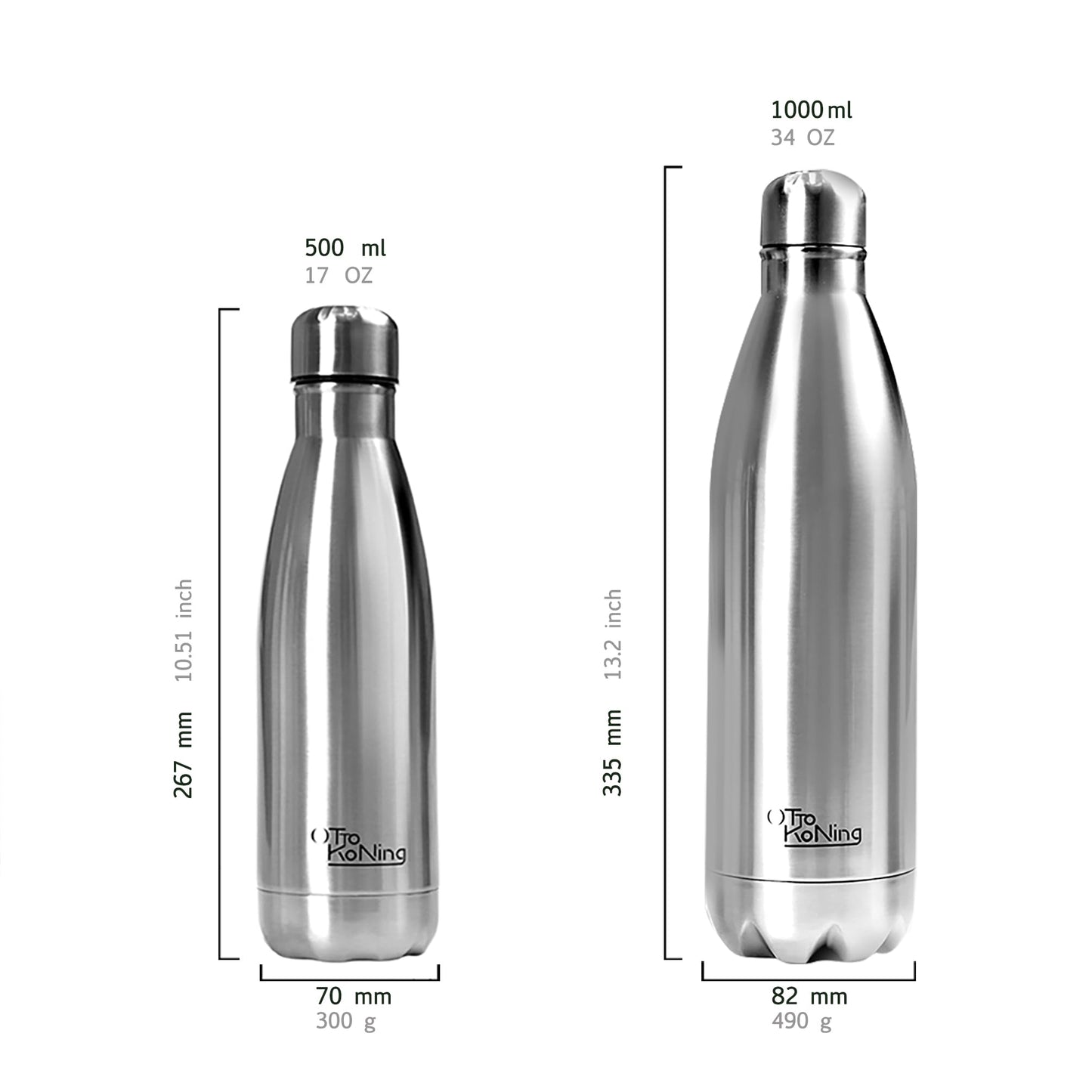 OTTO KONING Botella Agua Acero Inoxidable Térmica 500ml Doble Pared Sin BPA