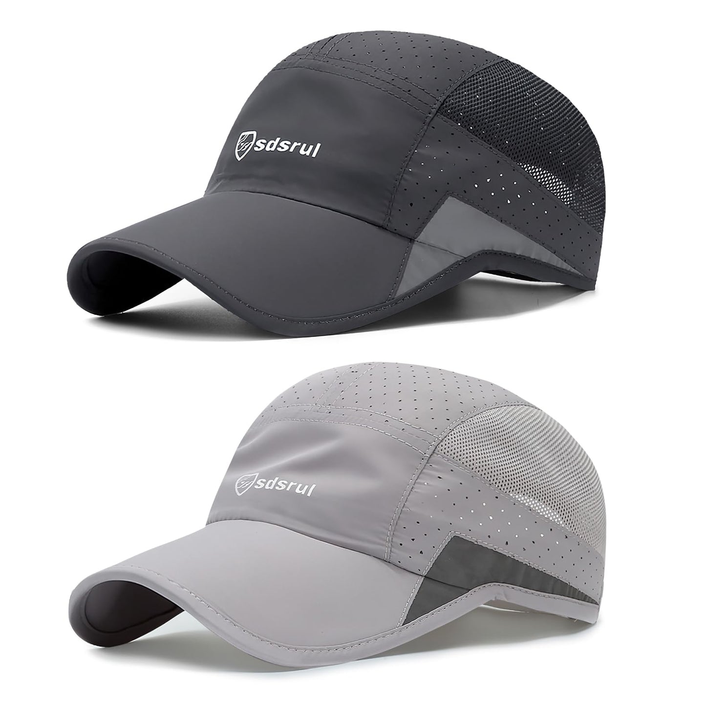 AYPOW 2 Packs Gorra de Béisbol Transpirable para Hombre, Protección Solar de Secado Rápido, Malla Plegable Lavable, Ligera Sombreros de Verano al Aire Libre con Hebilla Ajustable