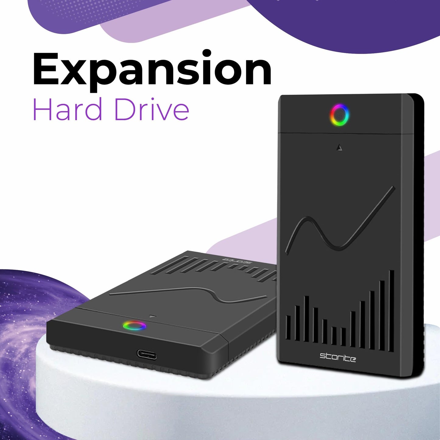Storite - Disco Duro Externo Portátil Tipo C De 500 GB, Almacenamiento De Copia De Seguridad HDD De 2,5" con Transferencia De Datos Rápida USB 3.1/USB C, Compatible con Teléfono, Xbox One (Negro)