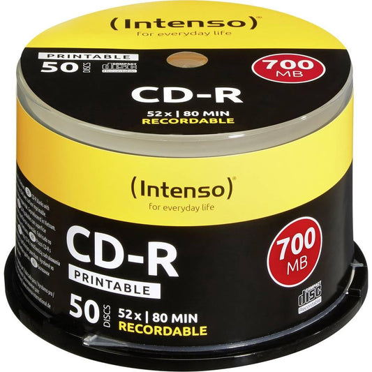 Intenso 1801125 CD en Blanco CD-R 700 MB 50 Pieza, CD-RW vírgenes (CD-R, 700 MB, 50 Pieza, 120 mm, 80 min, 1x)