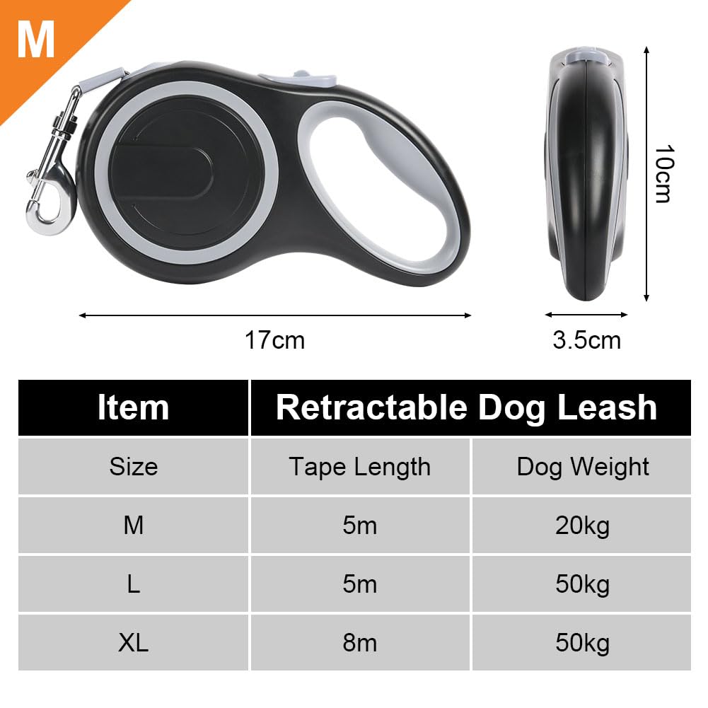 Aomig Correa Perro, 5m Retráctil 360°, Antideslizante