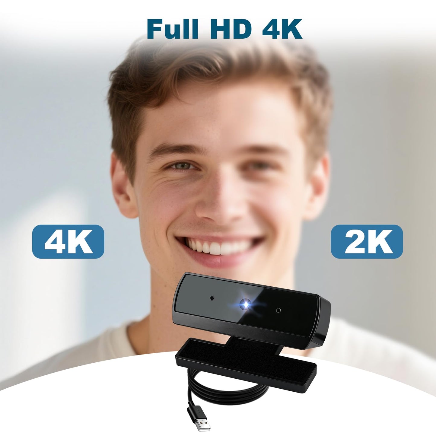 Webcam Full HD 1080P 30FPS con Microfono USB Plug Play Enfoque Automático