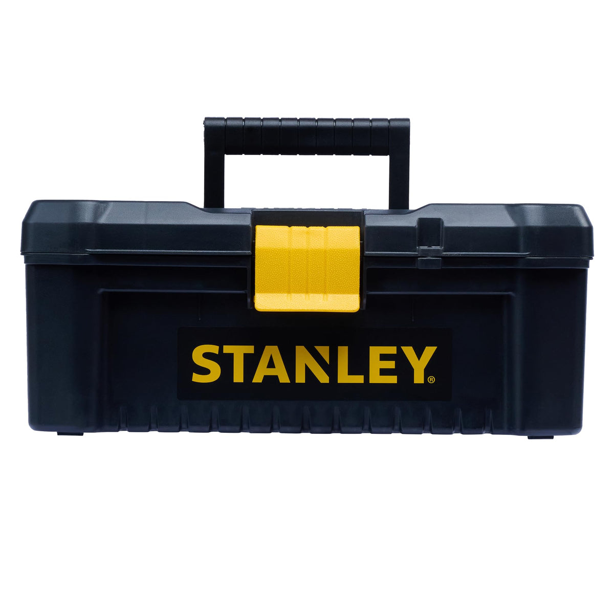 STANLEY Caja de herramientas de plástico con cierre de plástico, 40,6 x 20,5 x 19,5 cm, asa ergonómica, organizadores en la tapa, bandeja interior extraíble, orificio para candado, STST1-75517
