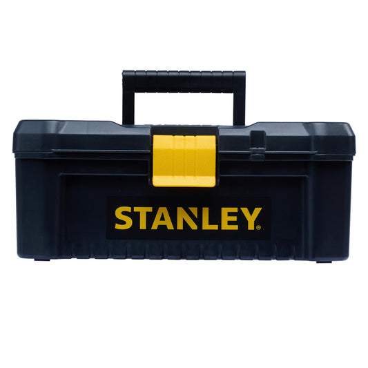 STANLEY Caja de herramientas de plástico con cierre de plástico, 40,6 x 20,5 x 19,5 cm, asa ergonómica, organizadores en la tapa, bandeja interior extraíble, orificio para candado, STST1-75517