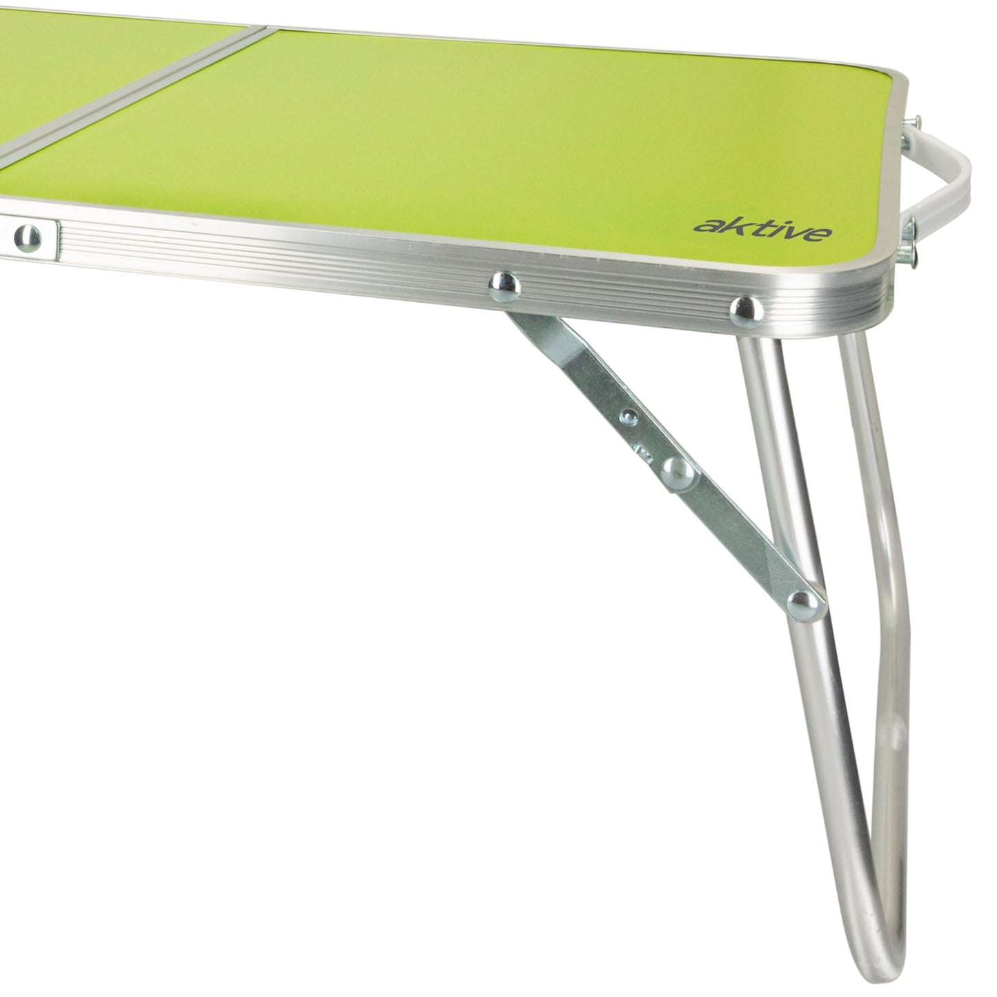 AKTIVE Mesa playa plegable, Mesa baja playa, 60x40x25 cm, color verde, estructura de metal, tablero de madera, mesa plegable camping pequeña, cierre de seguridad (52811)