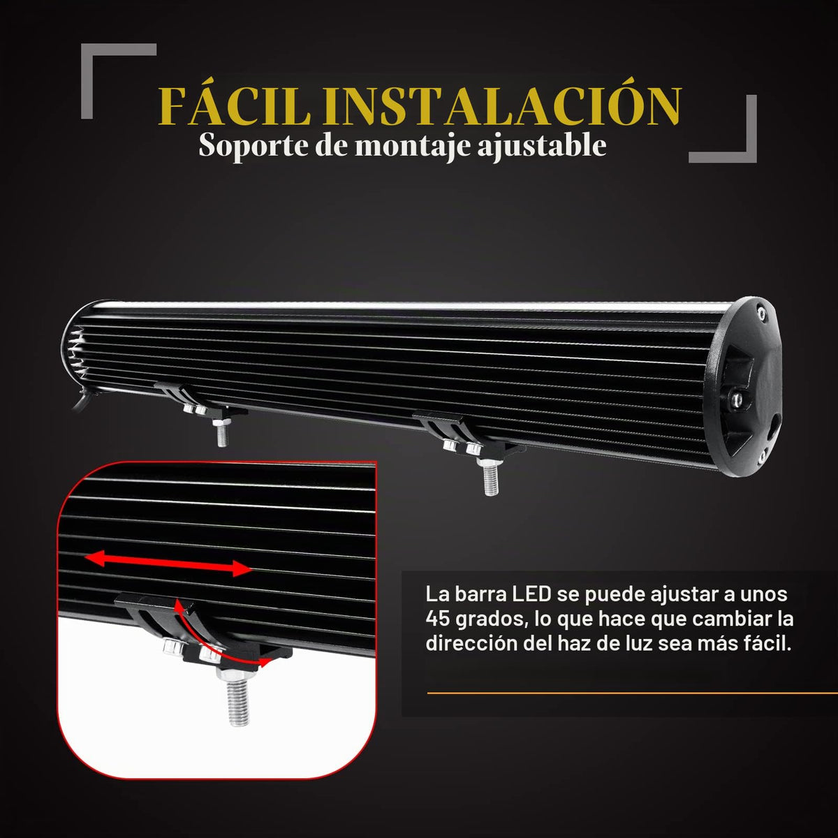 RIGIDON 9 pulgadas 23 cm 180W barra de luz led, lámpara de conducción 6000K