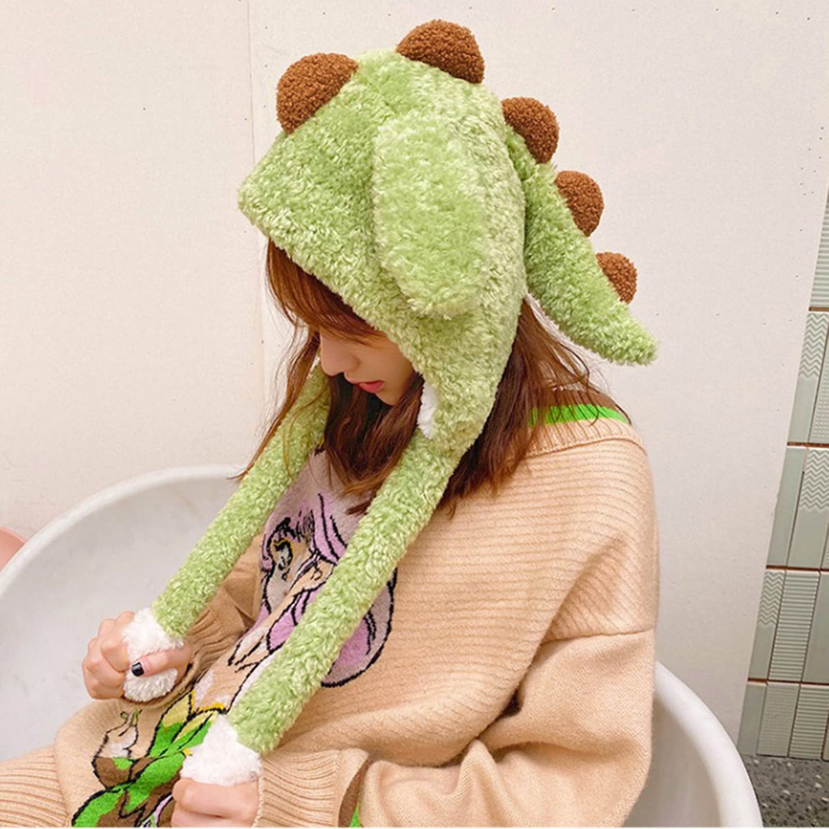 Gorro que se mueve la oreja con orejas móviles de felpa saltando batiendo una gorra divertida para las mujeres chica vestir cosplay fiesta de navidad sombrero de vacaciones Hombre (Green, One Size)