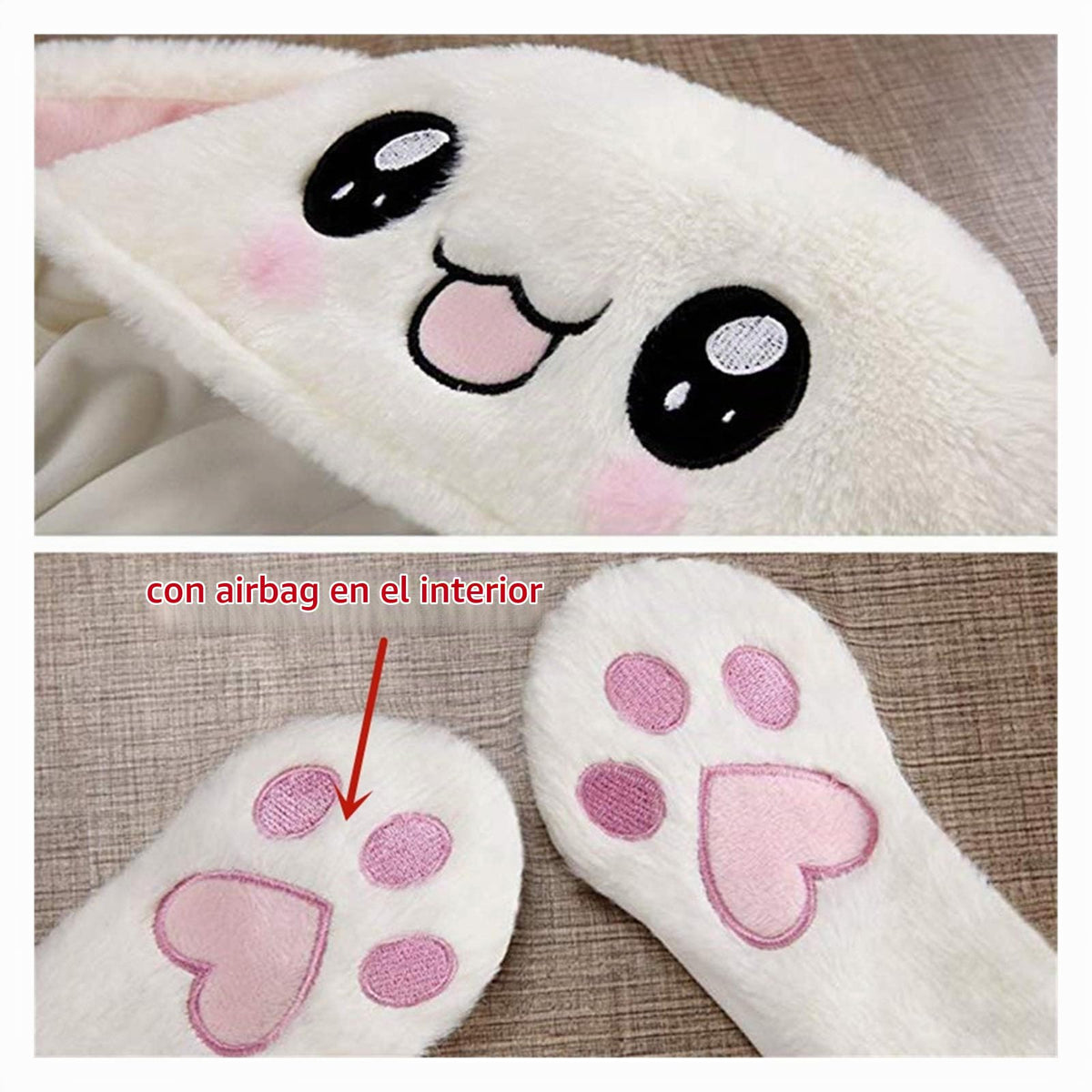Tderloi Sombrero Niñas Animales Oído Moviendo Sombreros Jumping Hats Niños Mujeres Cálido Peluche Conejo Invierno Caps Niños Conejito Lindo Fuzzy Pinch Bolbag Funny Sombreros