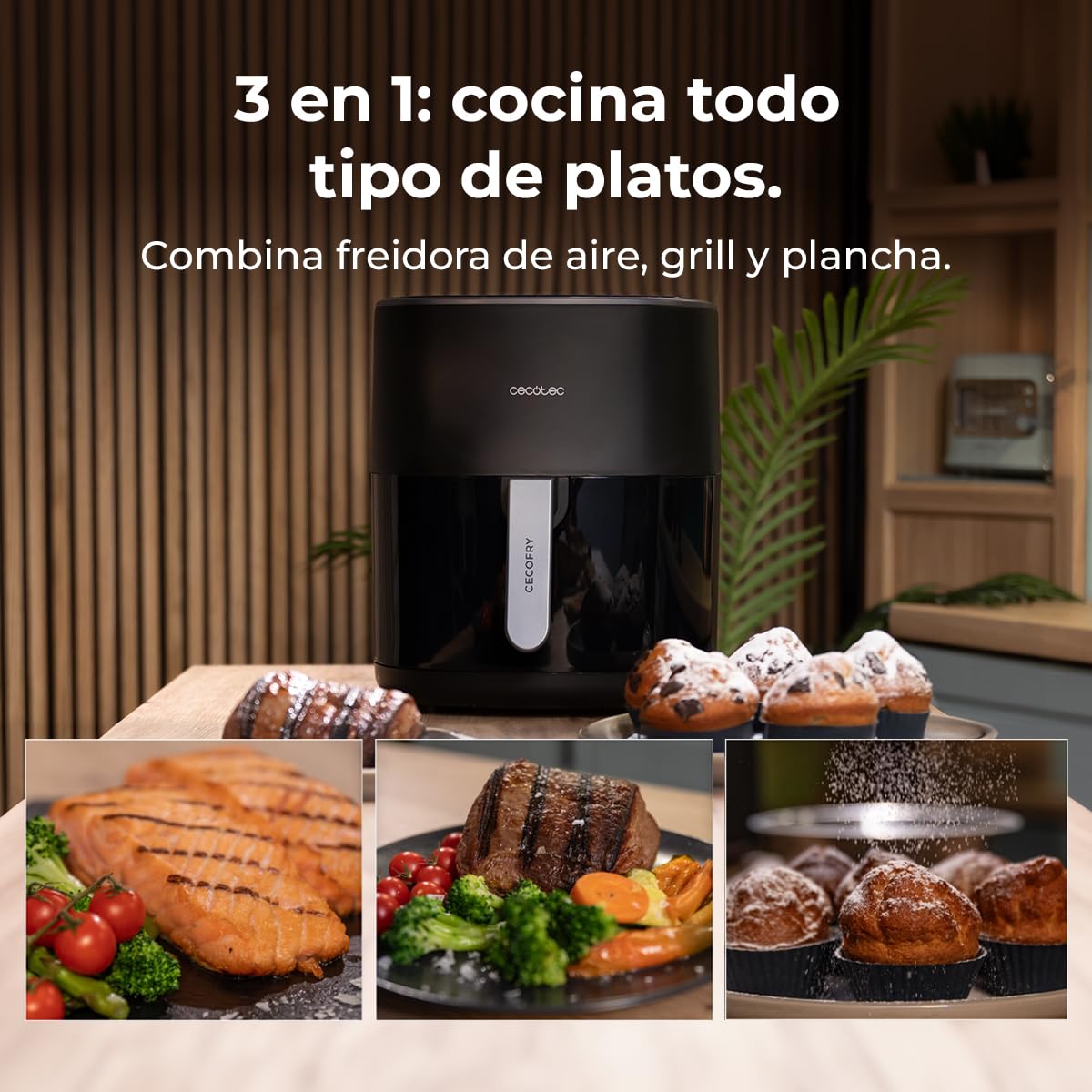 Cecotec Freidora de Aire 6,5 L Cecofry&Grill Duoheat 6500 Grill