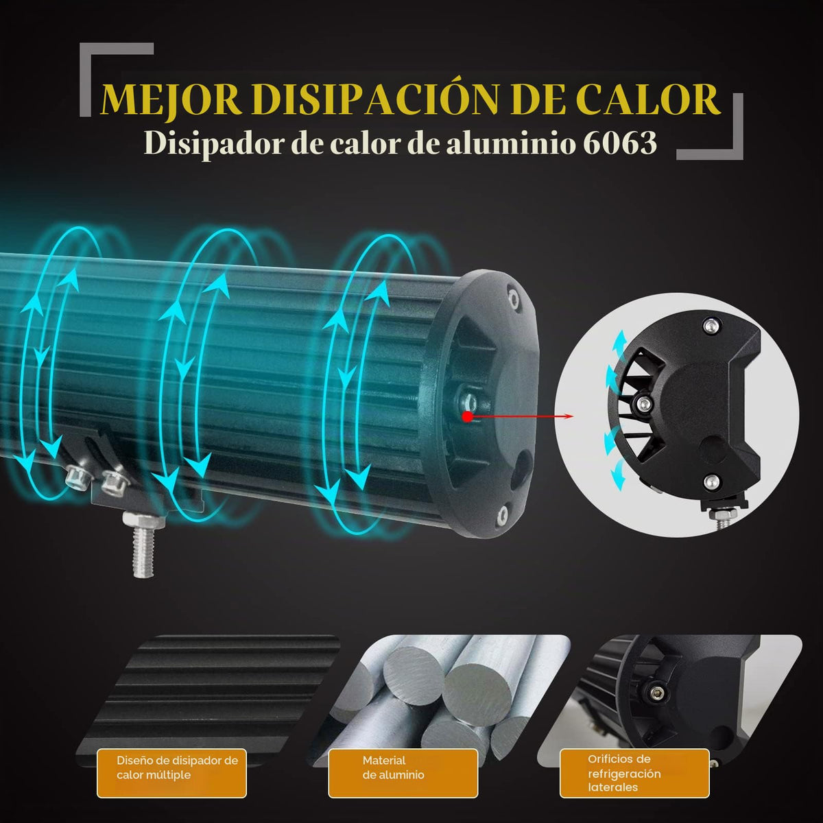 RIGIDON 9 pulgadas 23 cm 180W barra de luz led, lámpara de conducción 6000K