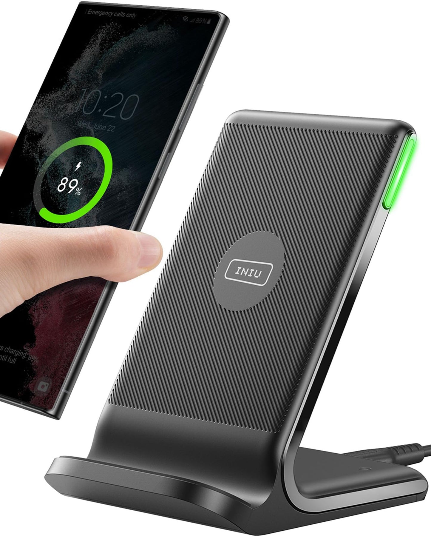 INIU 15W Cargador Inalámbrico, Base de Carga Inalámbrica Rápida con LED