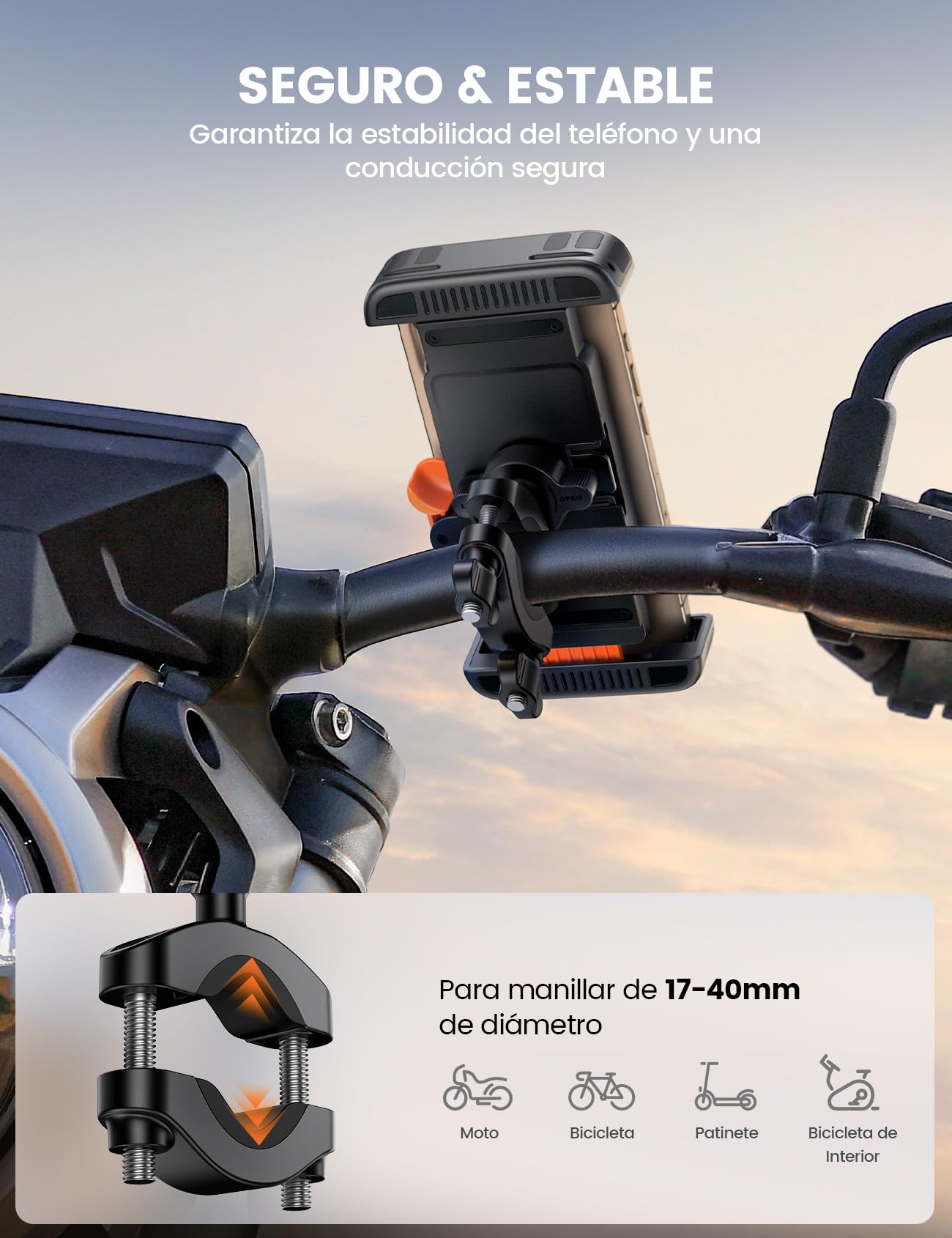 Lamicall Universal Soporte Móvil Bicicleta Manillar, Soporte Móvil Moto