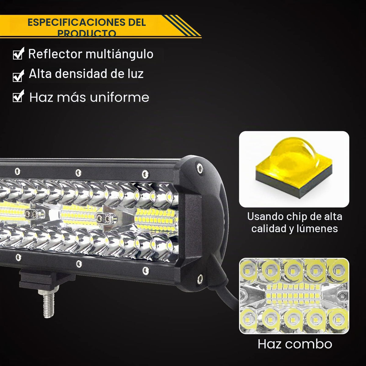 RIGIDON 12 pulgadas 30cm 240W barra de luz led, lámpara de conducción 6000K
