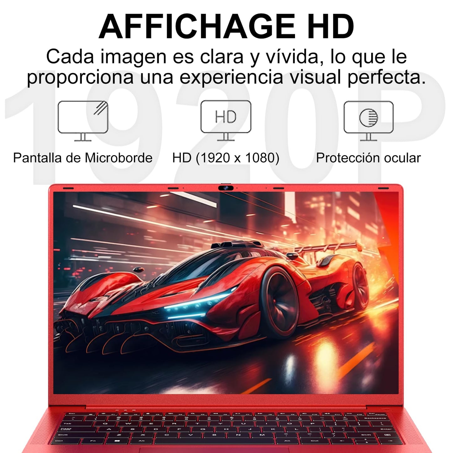 Ordenador Portátil 14 Pulgadas Celeron N5095 Upto 2,9 GHz Portatiles 8GB RAM 256GB SSD TF 1TB LPDDR4 Win11 5G WiFi 1920*1080 FHD mini HDMl Laptop Película Protectora Español - Rojo Cuerpo Metálico59