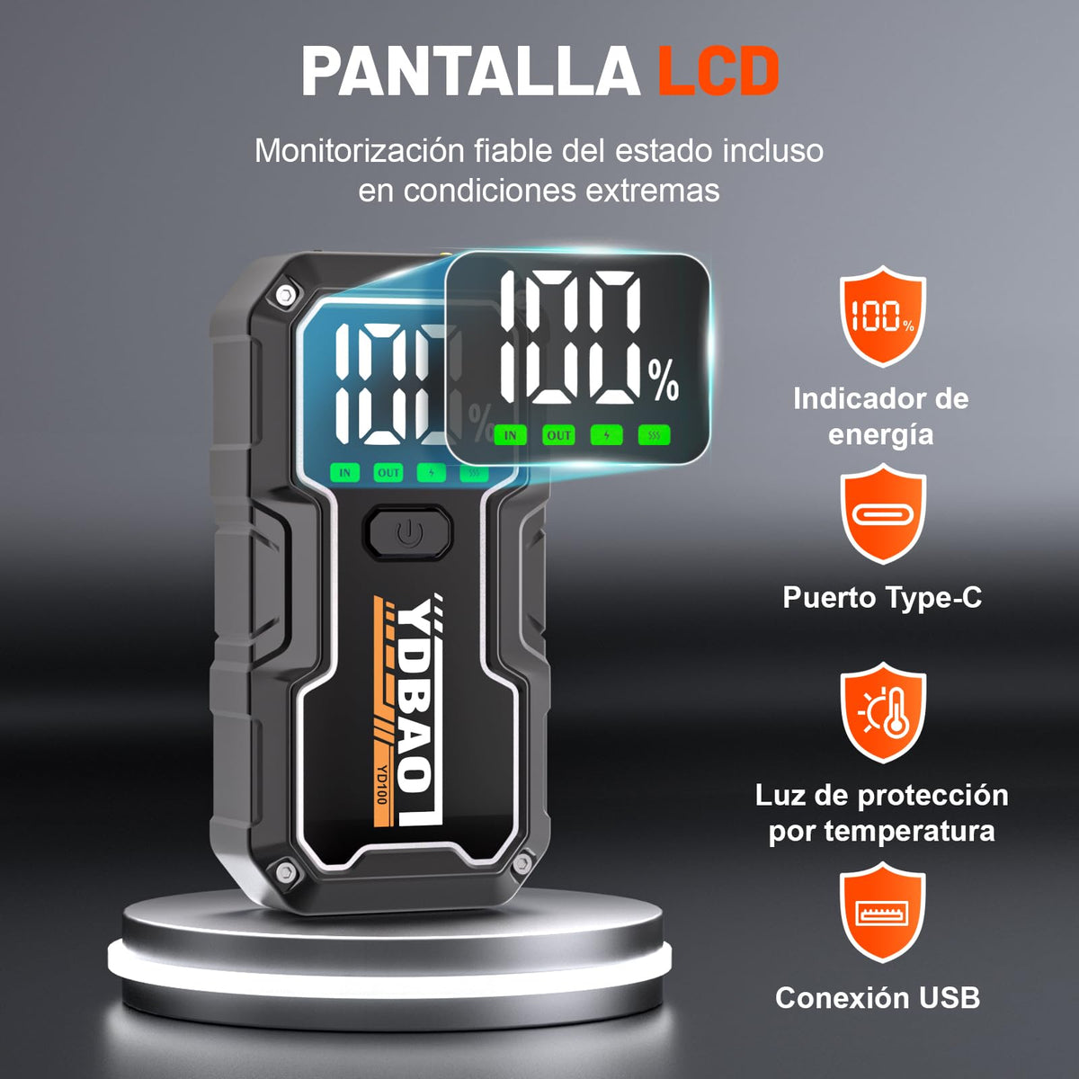 YDBAO Arrancador de Coches 10000A 12V para Todo Gas o 10L de Diésel