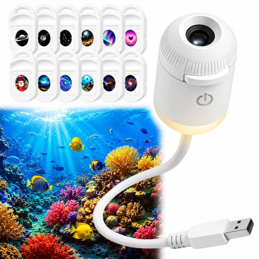 LMIX Proyector de Galaxia 2 en 1, Luz Nocturna Proyector Estrellas Usb de Cielo Estrellado Holográfico 360° 5D Galaxy Projector Night Light Lámpara de Espacio Led para Dormitorio,12 Películas