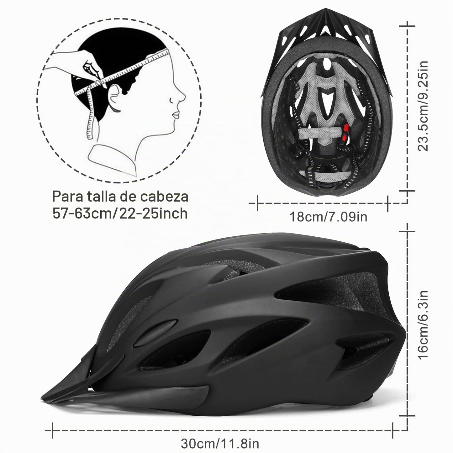 Casco Bicicleta Adulto, Casco Ciclismo Ligero Unisex 58-62cm
