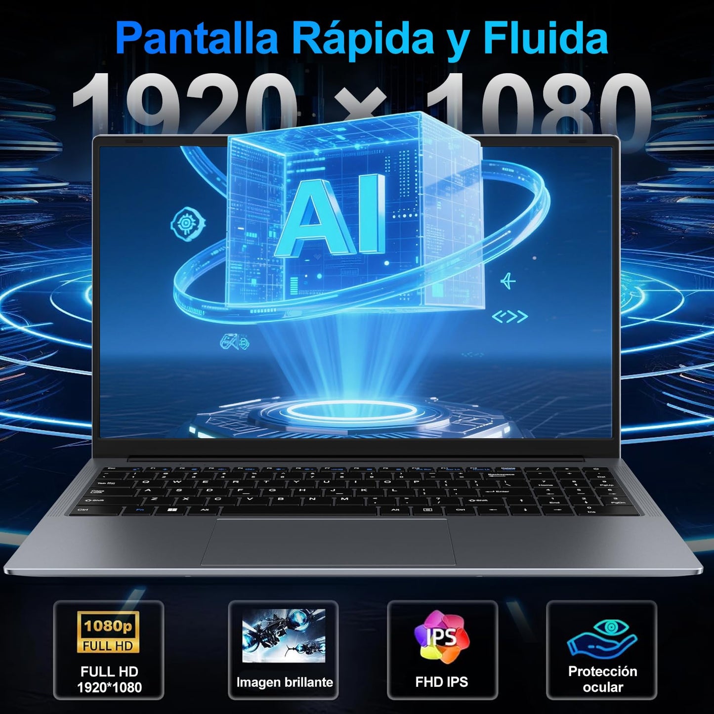 Ordenador Portátil 15,6 Pulgadas Celeron N5095 2,9 GHz Win11 Pro 8GB 256GB SSD Expansión 1TB 5G WiFi 1920x1080 FHD BT4.2 HDMl USB 3.0 Portatil con Ratón Inalámbrico y Teclado Español Membrana - Gris-A