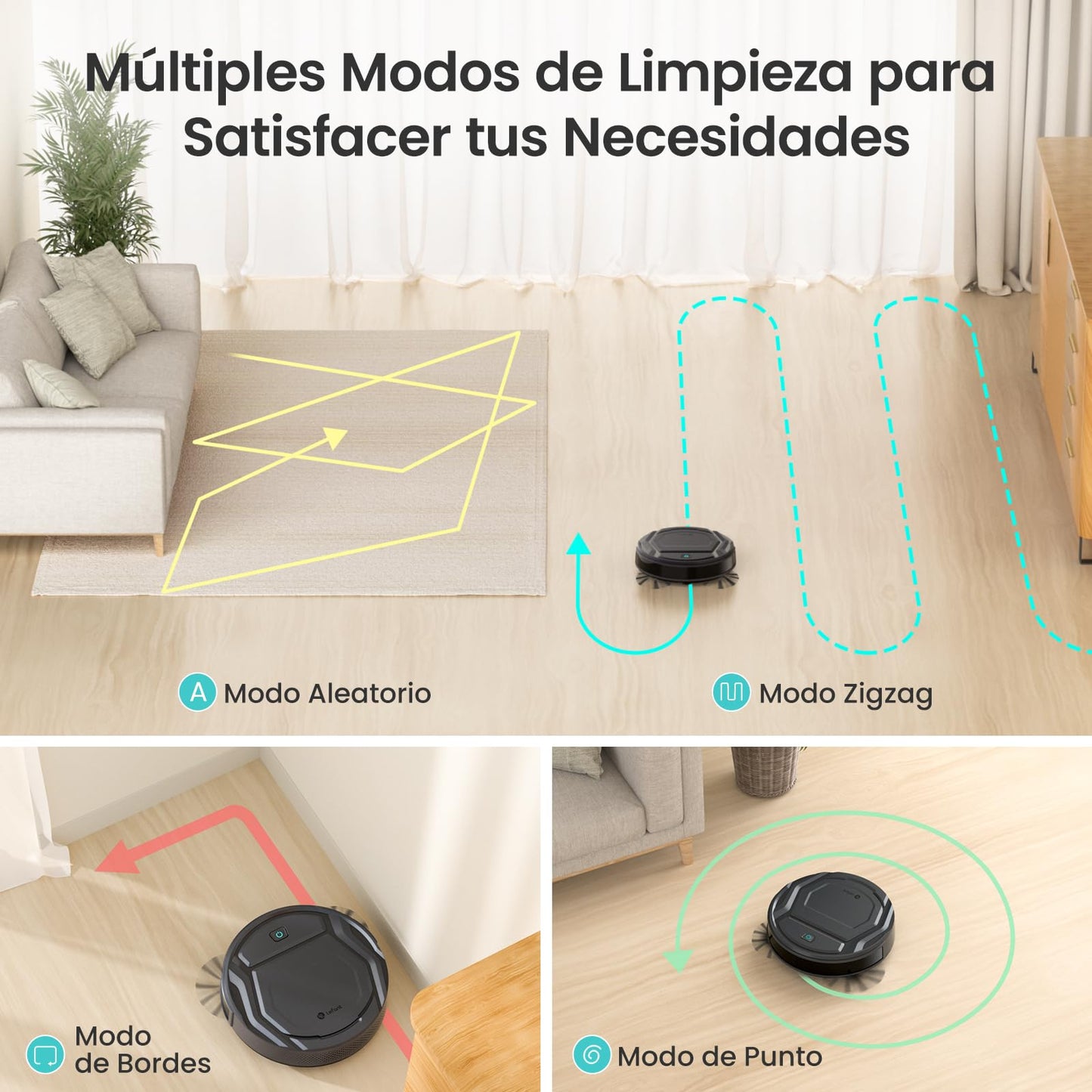 Lefant M210P Robot Aspirador 2200Pa, Aspirador Robot Autonomía de 120 Min, WiFi/App/Alexa, Sensor de Anticolisión/Caída Navegación Inteligente, Delgado y Silencioso, 6 Modos de Limpieza