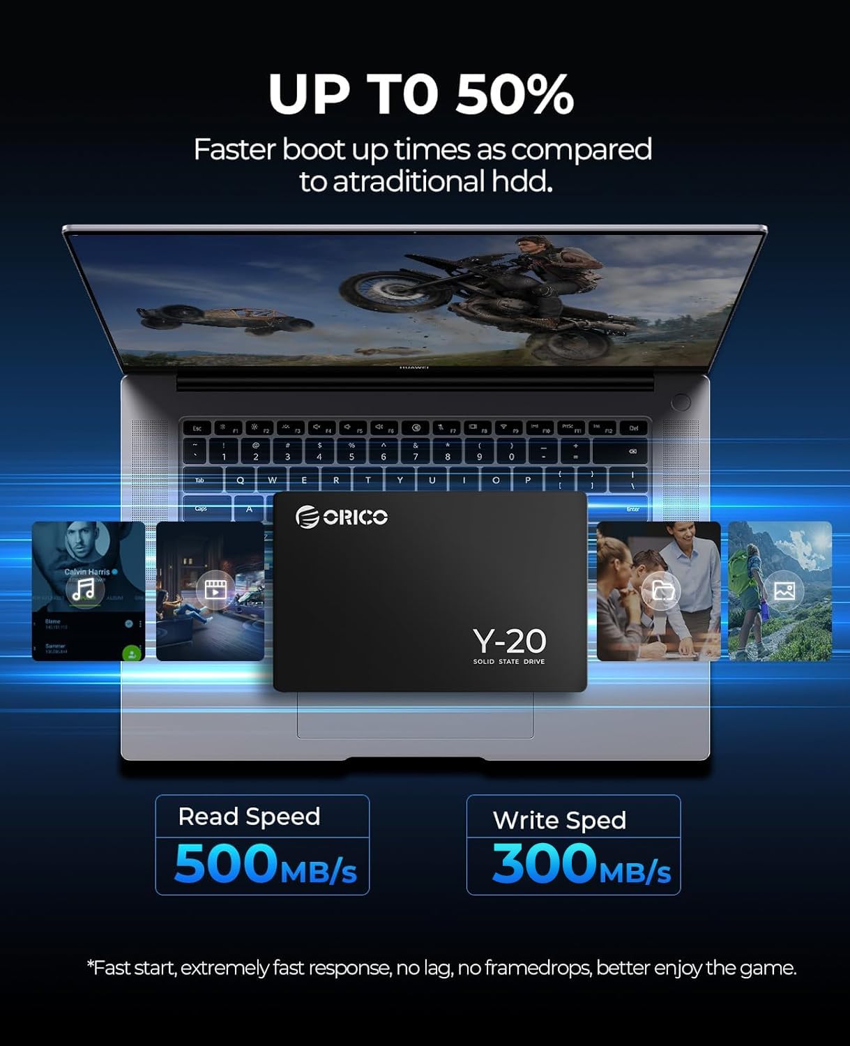 ORICO 128GB SSD SATA III 6Gb/s 2.5" SSD Interno, Velocidad de Lectura de hasta 500 MB/s, Compatible con Computadora Portátil y de Escritorio- Y20