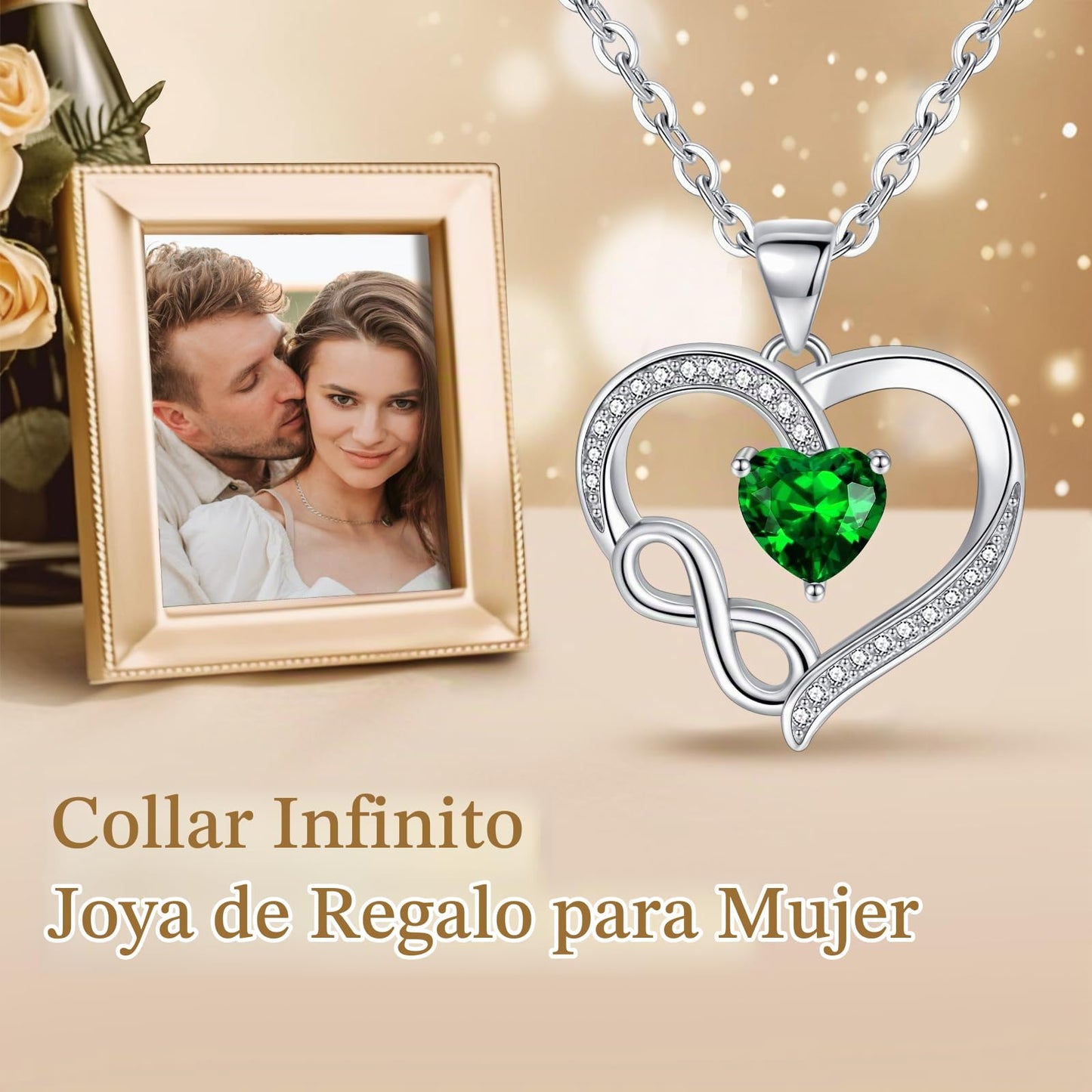 Tusuzik Collar Infinito Plata de Ley 925 con Colgante de Corazón de Amor Regalo de Joyería para Mujer