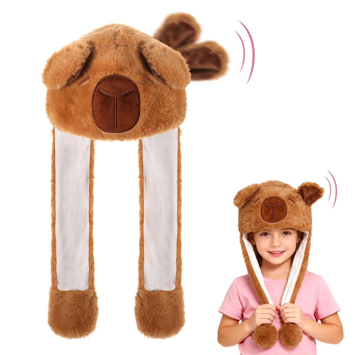 Hifot Animales Gorro Orejas Que Se Mueven, Peluche Gorro con Orejas Que Se Mueven, Sombreros Divertidos Móviles para Niñas Niños y Adultos para Halloween Navidad Carnaval Cumpleaños Fiestas Regalo
