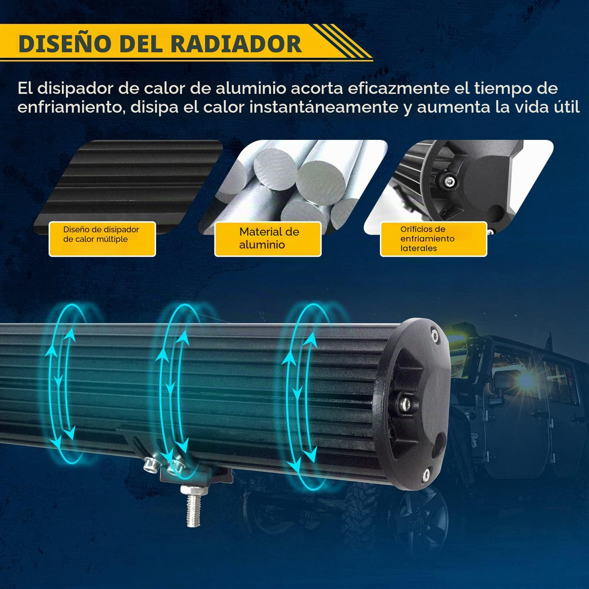 Willpower Barra LED 4x4 15" 300W + Focos LED Tractor 4" 12V 24V, Cableado