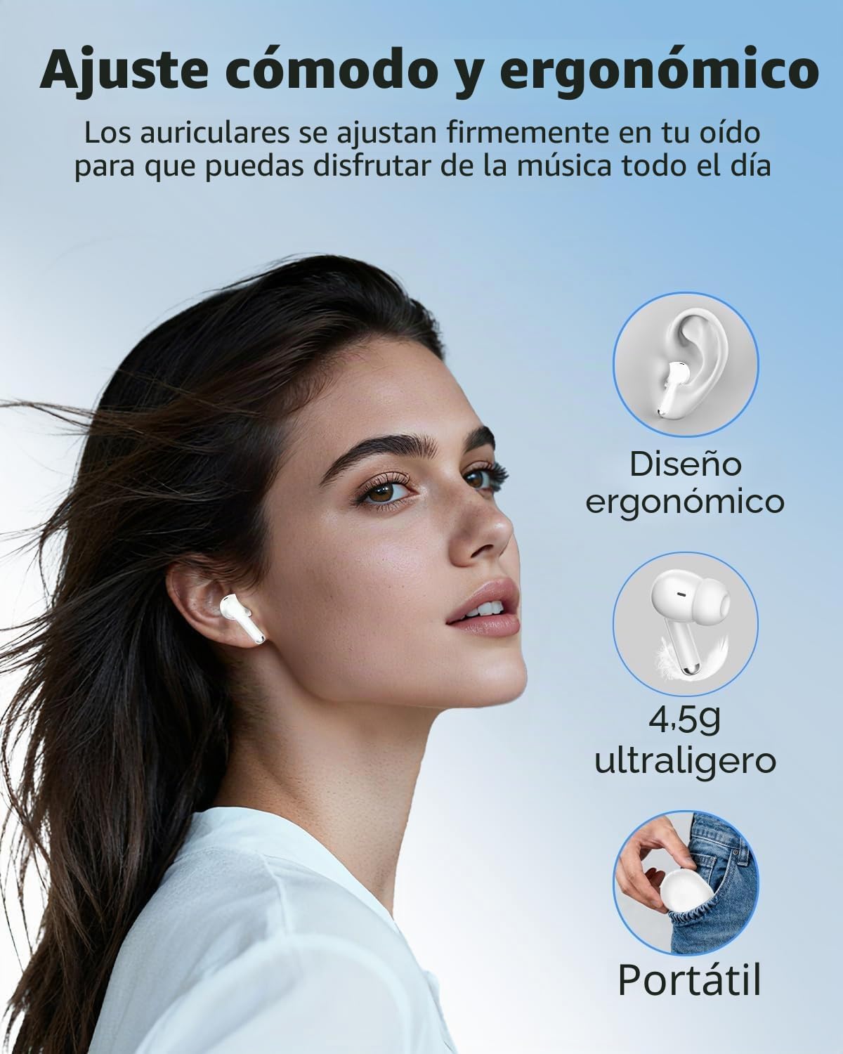 Auriculares Inalámbricos, 2026 Auriculares Bluetooth 5.4 con Reducción de Ruido ENC, 48H con Graves, Cascos Inalambricos IPX8 Impermeable, Control Táctil, Audifonos Inalambricos para iPhone/iOS/Galaxy
