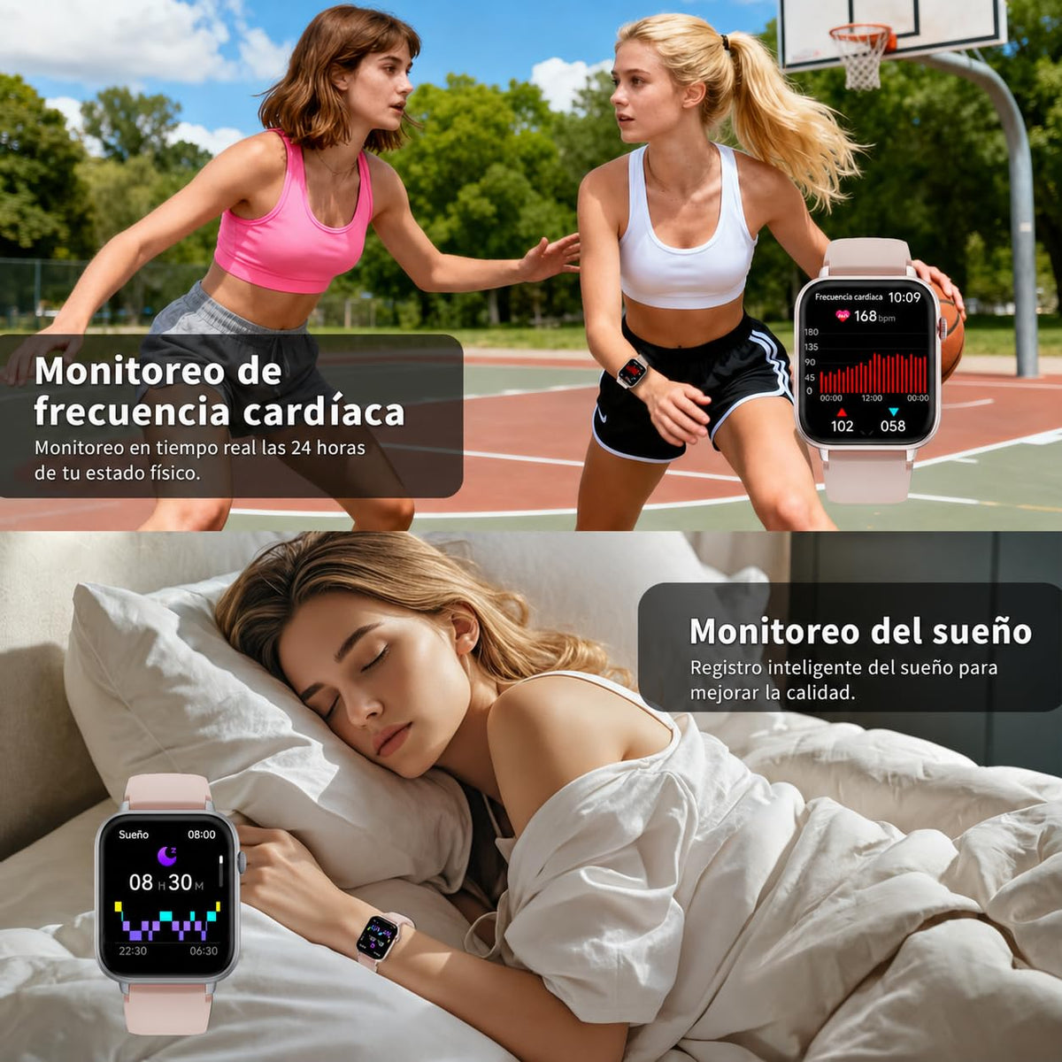 Reloj Inteligente Mujer, 1,91" HD, 100+ esferas, Llamadas Bluetooth, IP68