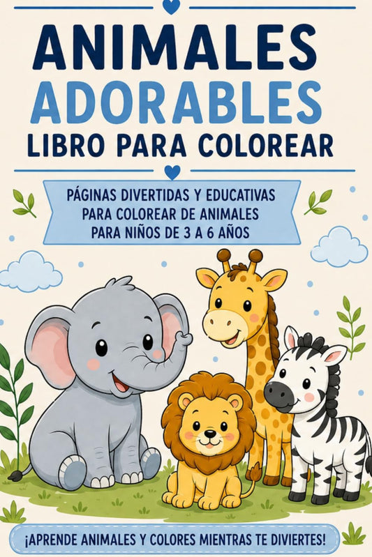 Mi libro de animales para colorear: Divertidas y educativas páginas de animales para colorear para niños de 3 a 6 años