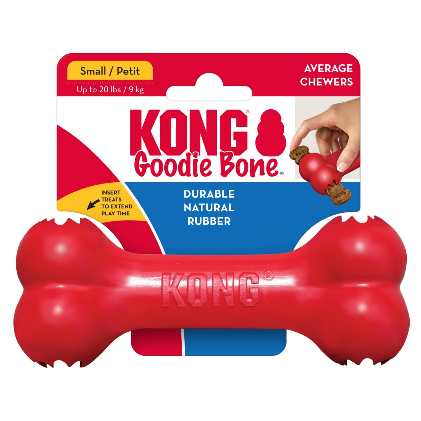 KONG Goodie Bone Hueso Clásico de Caucho, Rojo, Talla Pequeña