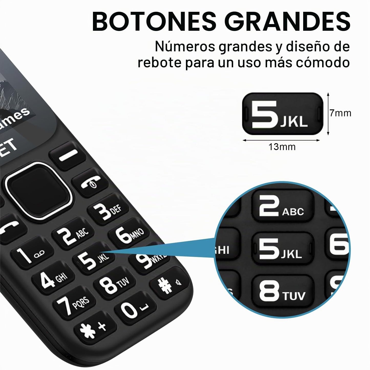 Guwet A2 2G Teléfono Móvil para Personas Mayores, Teclas Grandes, Función SOS, Volumen Alto, Llamada Rápida, Doble SIM Doble Standby, Larga duración de batería, Color Negro