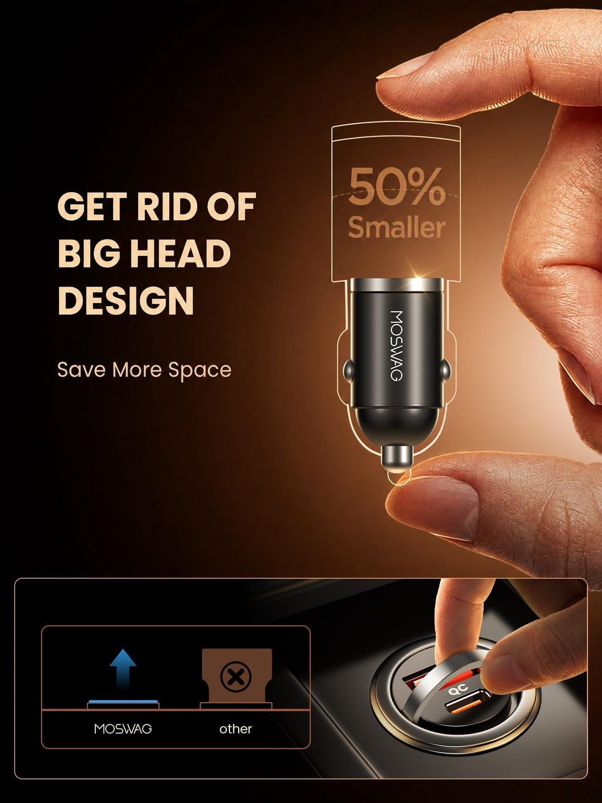 MOSWAG Cargador Coche Carga Rápida, Coche USB Carga Rápida PD, USB C Cargador Mechero Compatible con El iPhone 17/16/15/14 / Pro MAX, El iPad, Samsung Galaxy S24 S23 S22