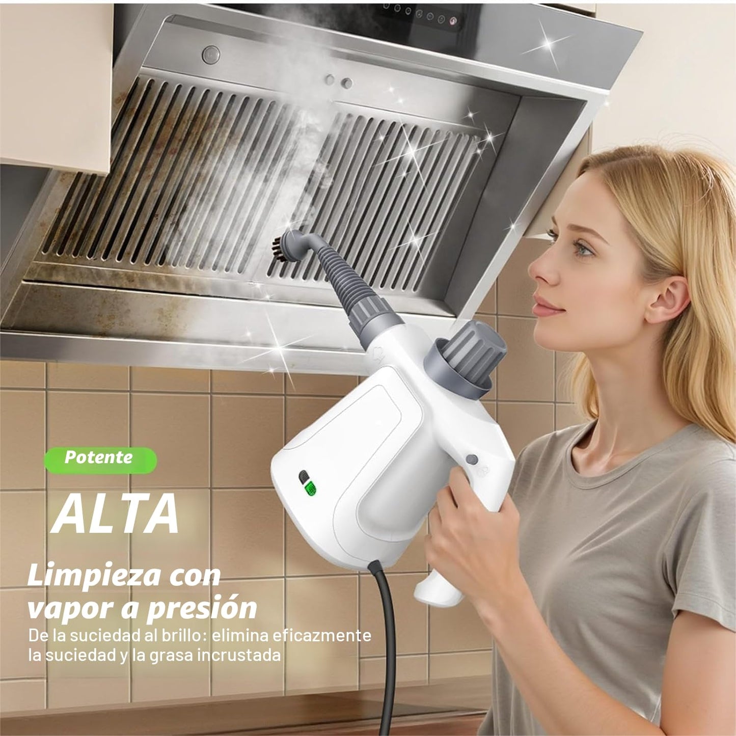 Vaporeta Limpieza Hogar, 3.2bar 400ml Limpiador a Vapor Vaporeta de Mano Steam Cleaner PortáTil Para Casa, Coche, Cortinas, Baños, Cocinas