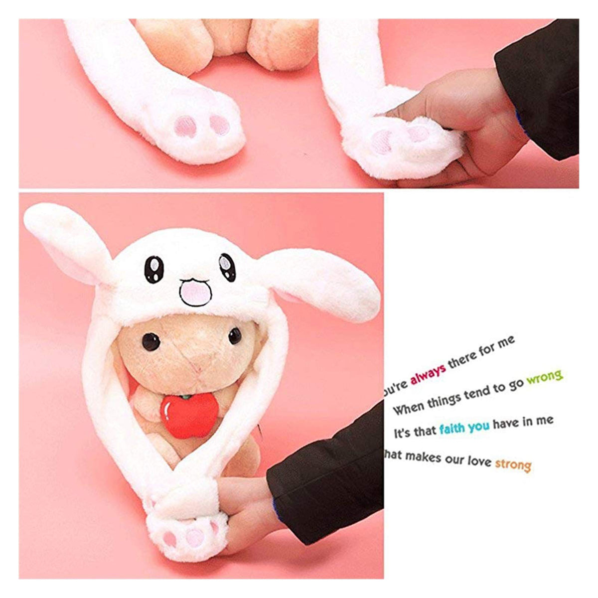 Tderloi Sombrero Niñas Animales Oído Moviendo Sombreros Jumping Hats Niños Mujeres Cálido Peluche Conejo Invierno Caps Niños Conejito Lindo Fuzzy Pinch Bolbag Funny Sombreros