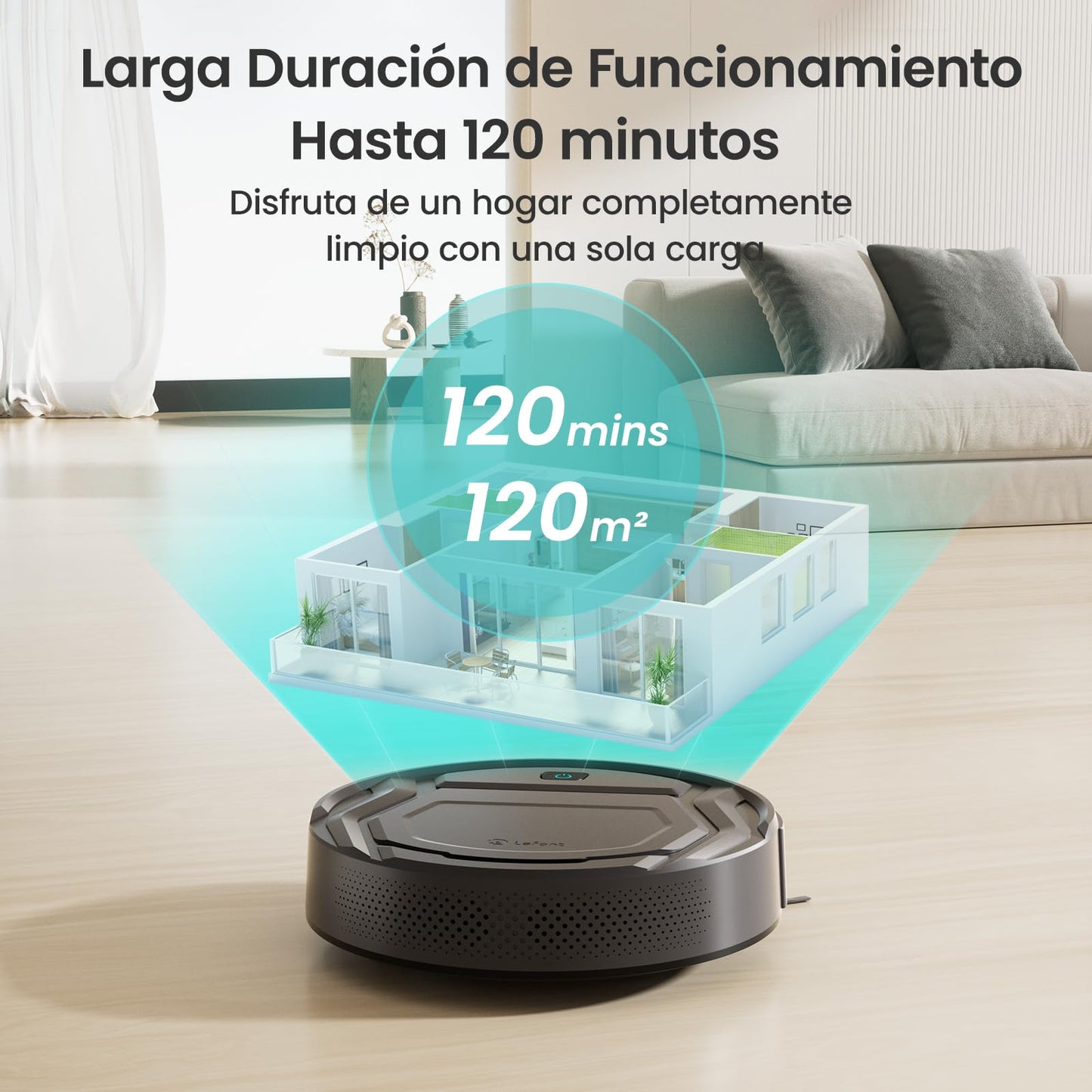 Lefant M210P Robot Aspirador 2200Pa, Aspirador Robot Autonomía de 120 Min, WiFi/App/Alexa, Sensor de Anticolisión/Caída Navegación Inteligente, Delgado y Silencioso, 6 Modos de Limpieza