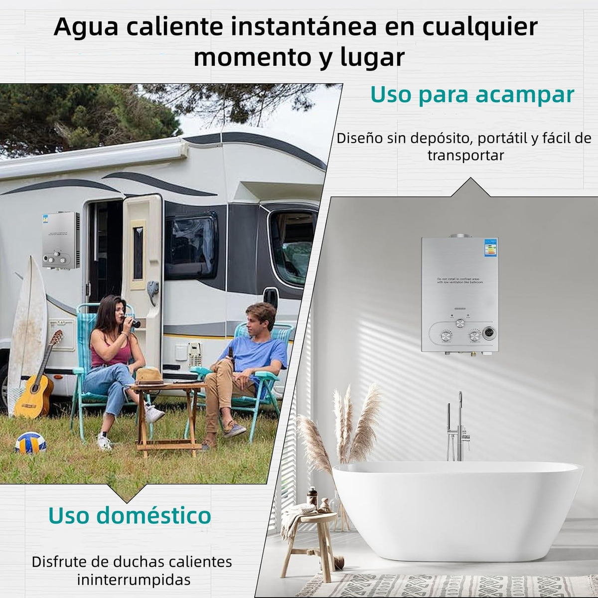 16L 32KW Calentador de Agua de Gas GLP Butano y Propano Calentador de Agua Calentador de Agua LPG Instantáneo Portátil,Modos de Invierno y Verano,para Ducha Al Aire Libre,Baño,Camping
