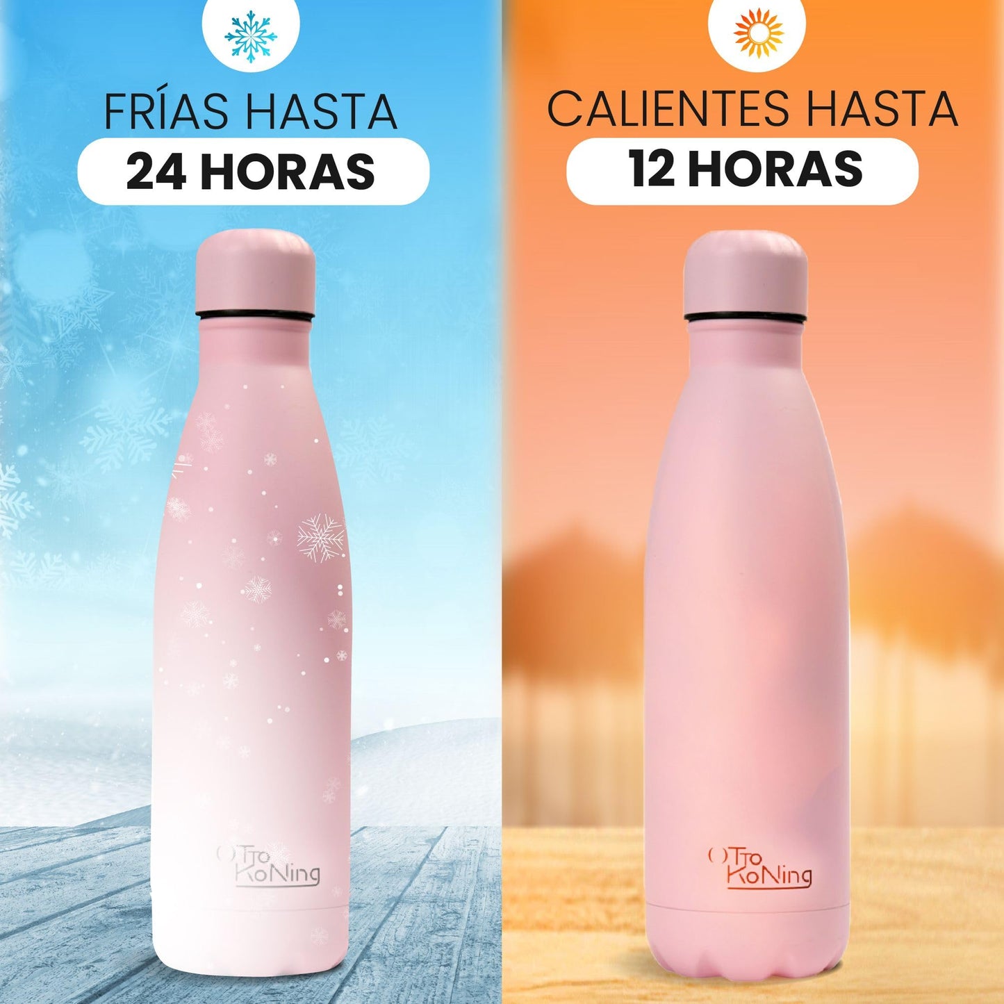 OTTO KONING Botella Agua Acero Inoxidable Térmica 500ml Doble Pared Sin BPA