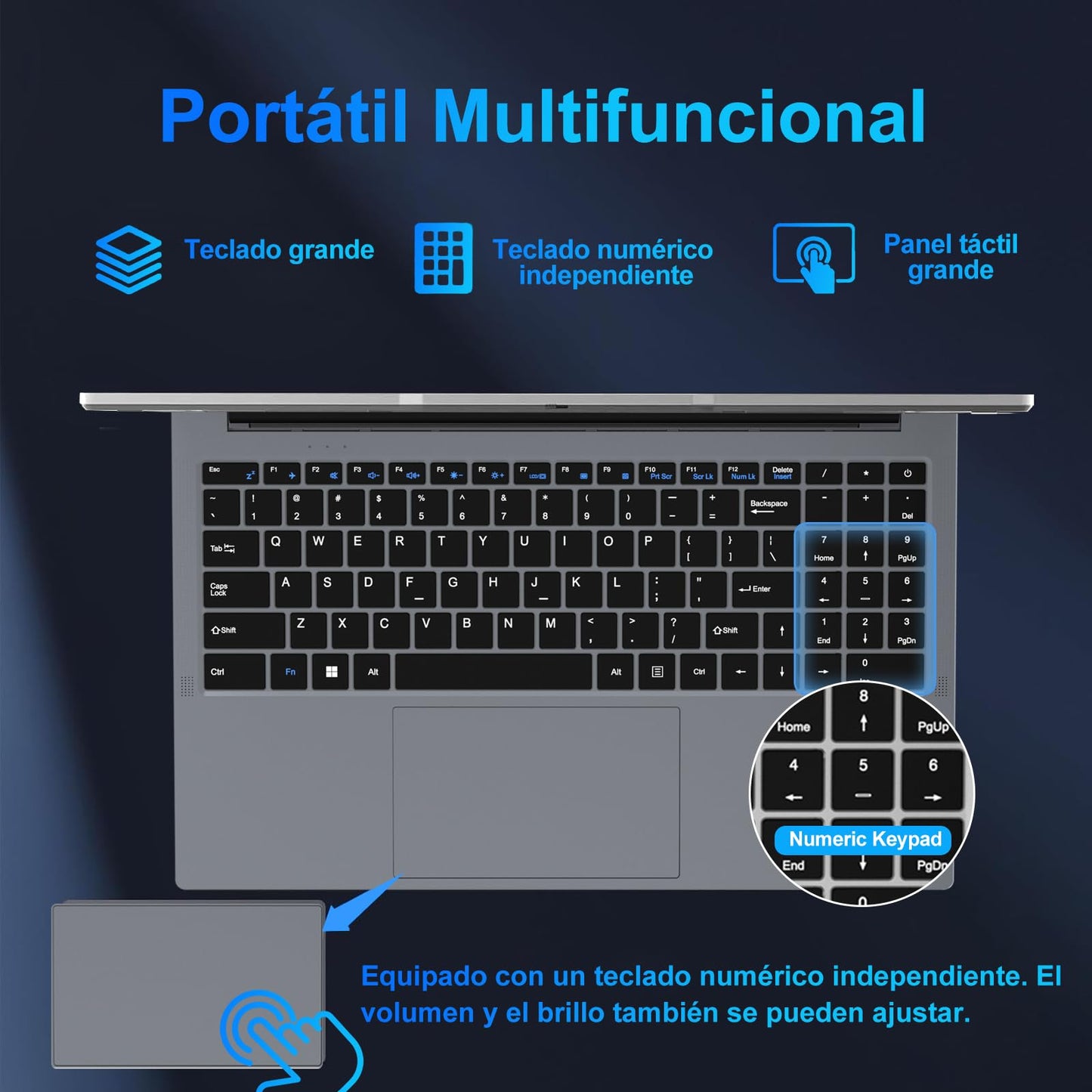 Ordenador Portátil 15,6 Pulgadas Celeron N5095 2,9 GHz Win11 Pro 8GB 256GB SSD Expansión 1TB 5G WiFi 1920x1080 FHD BT4.2 HDMl USB 3.0 Portatil con Ratón Inalámbrico y Teclado Español Membrana - Gris-A