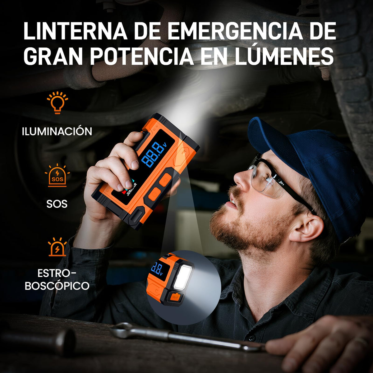JDMCAR Arrancador de Baterias de Coche - 𝟏𝟎𝟎𝟎𝟎𝐀 𝟏𝟐𝐕 Jump Starter