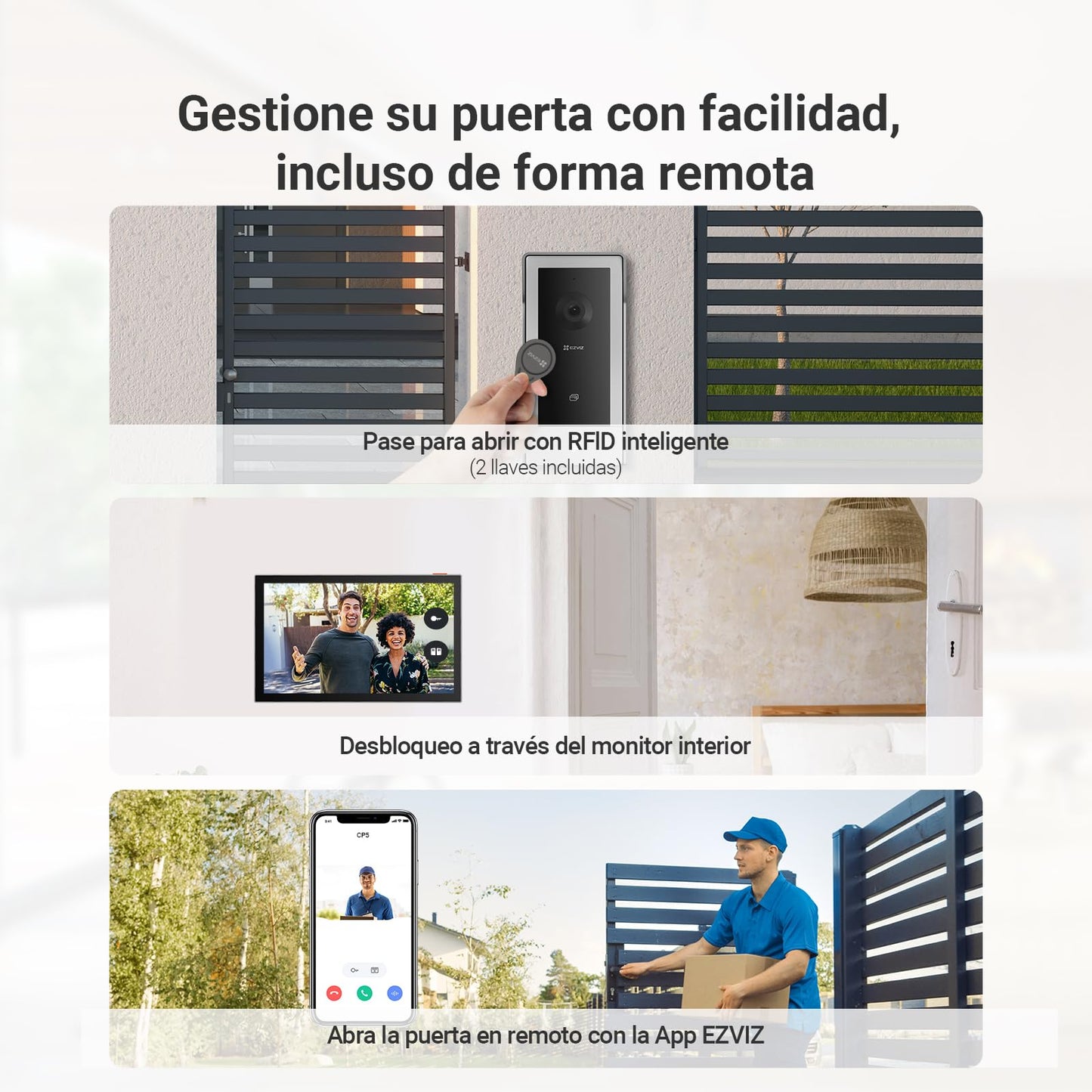 EZVIZ Videoportero WiFi Sistema de Intercomunicación 1080P, 7'' Monitor Táctil a Color,Timbre Video Mirilla 2 Hilos,Desbloqueo en Remoto,Audio Bidireccional,Doble Banda (2,4/5GHz), Diseño Delgado, CP5