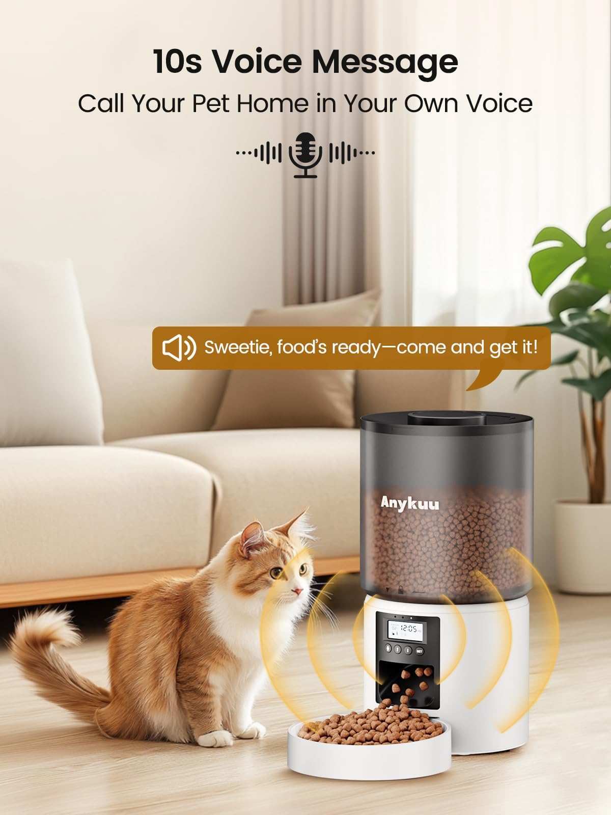 Anykuu Comedero Automático para Gatos 4L, 1-6 Comidas al Día