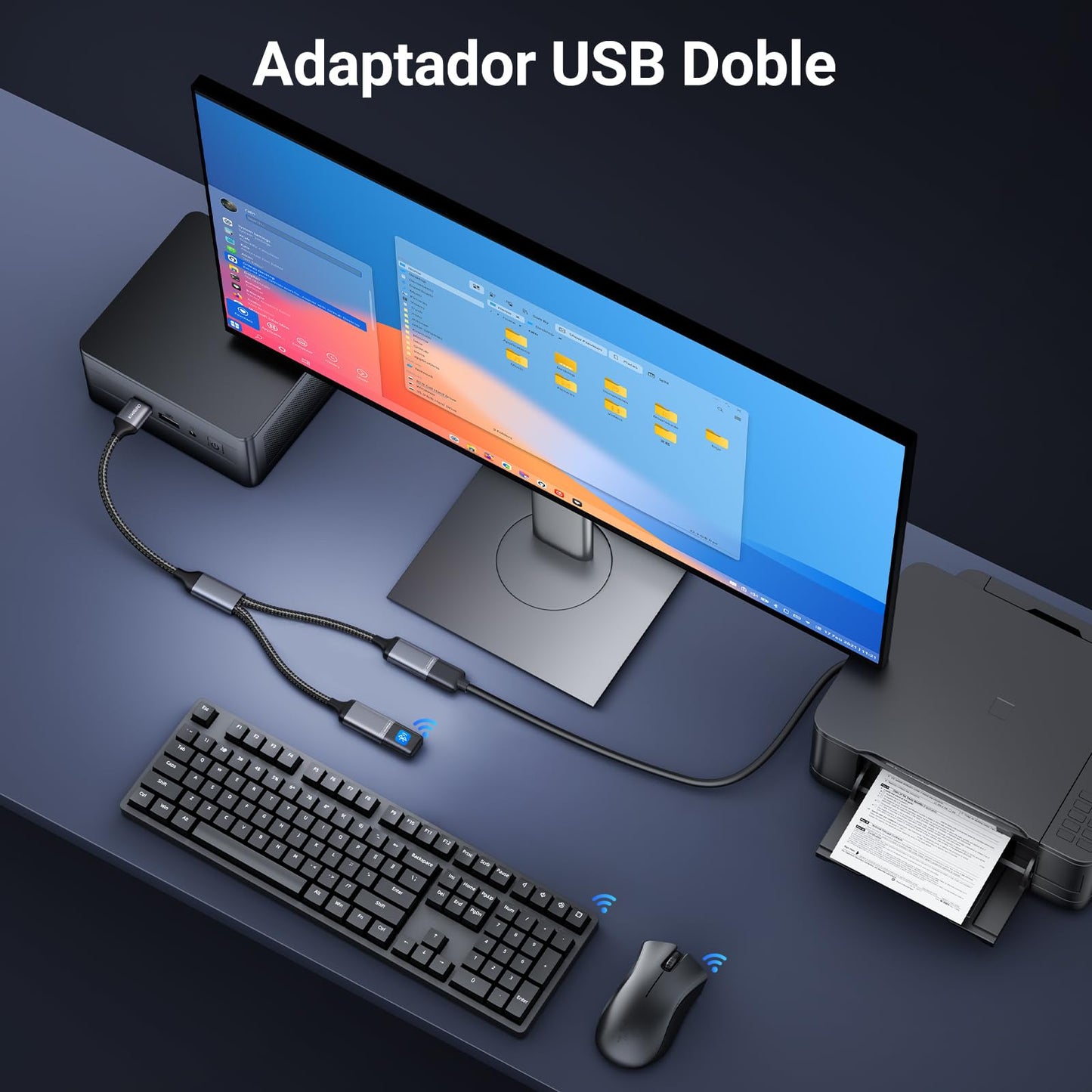 KiwiBird duplicador USB splitter 1 en 2 salidas, adaptador USB doble entrada hembra, cable divisor alimentacion cargador para carga y datos, HUB compatible con PC Mac PS5 PS4 Xbox One X S