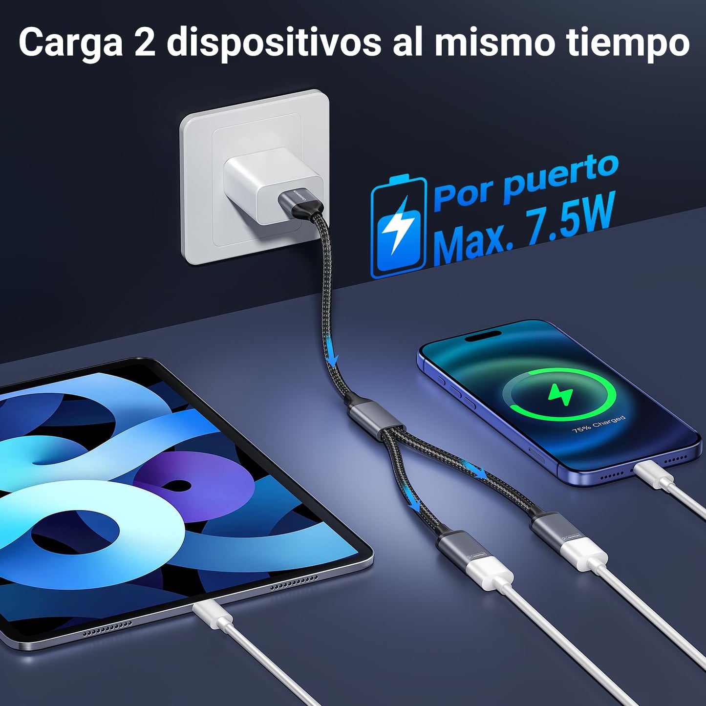 KiwiBird duplicador USB splitter 1 en 2 salidas, adaptador USB doble entrada hembra, cable divisor alimentacion cargador para carga y datos, HUB compatible con PC Mac PS5 PS4 Xbox One X S