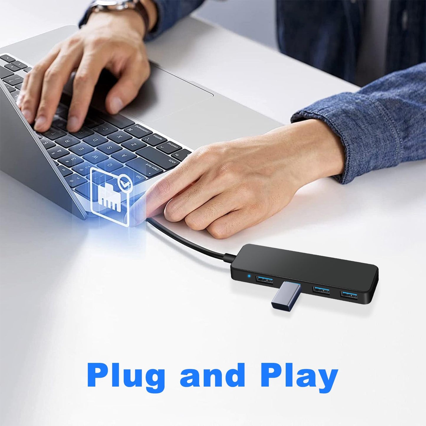 Hub USB 3.0, 4 Puertos Adaptador Ladron USB, 5Gbps Multipuerto USB para MacBook Pro/Air, iMac, Surface Pro, XPS, PC, Ratón, Impresora, Teclado, DELL, HDD y Más