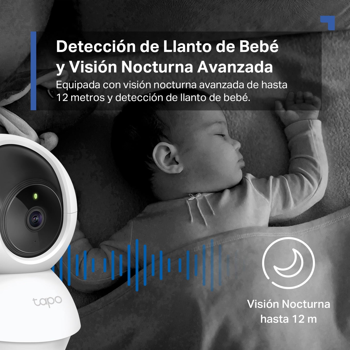 Tapo C200 - Cámara de Vigilancia WiFi Interior 360º, 1080p, Detección IA