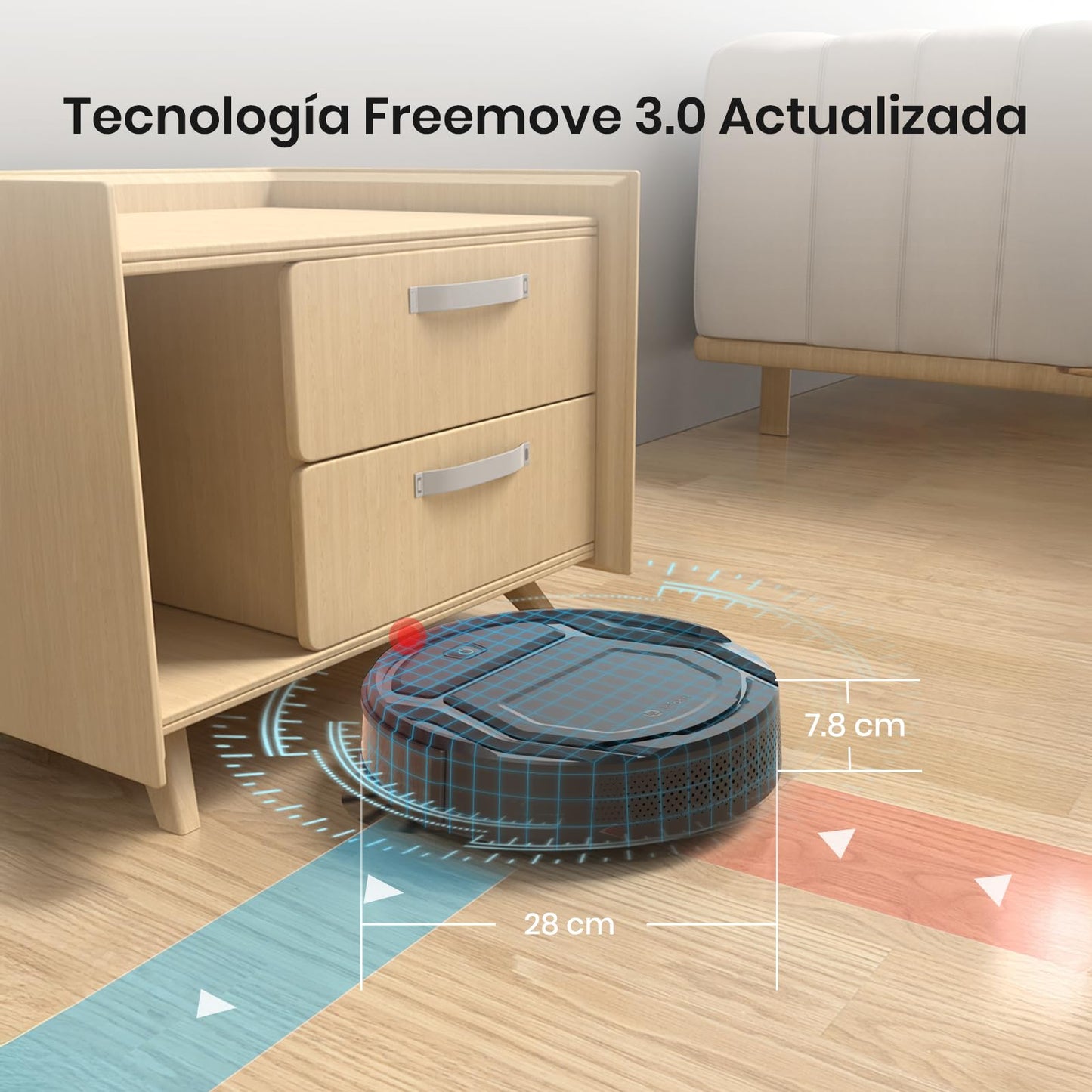 Lefant M210P Robot Aspirador 2200Pa, Aspirador Robot Autonomía de 120 Min, WiFi/App/Alexa, Sensor de Anticolisión/Caída Navegación Inteligente, Delgado y Silencioso, 6 Modos de Limpieza