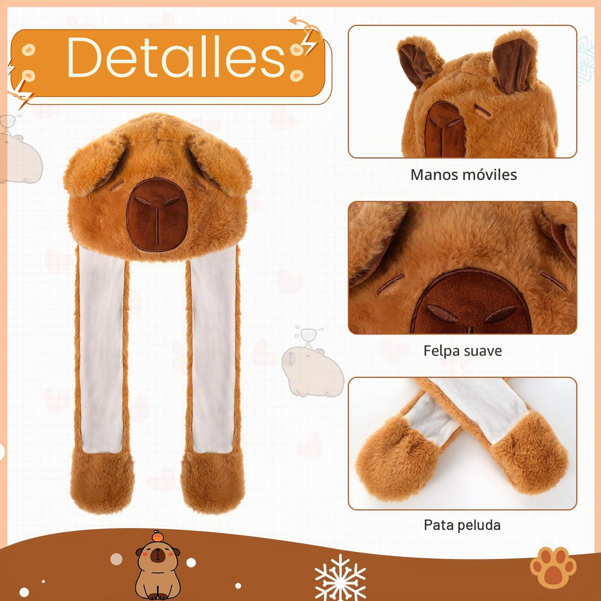 Hifot Animales Gorro Orejas Que Se Mueven, Peluche Gorro con Orejas Que Se Mueven, Sombreros Divertidos Móviles para Niñas Niños y Adultos para Halloween Navidad Carnaval Cumpleaños Fiestas Regalo